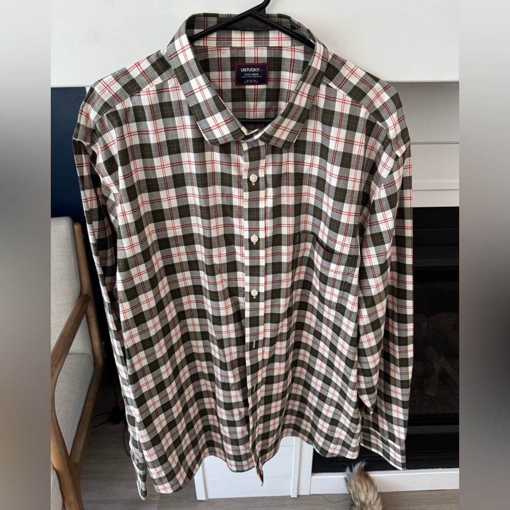 Untuckit Men’s Wrinkle Free Regular Fit 3XL NWOT Long Sleeve Button Up Plaid
